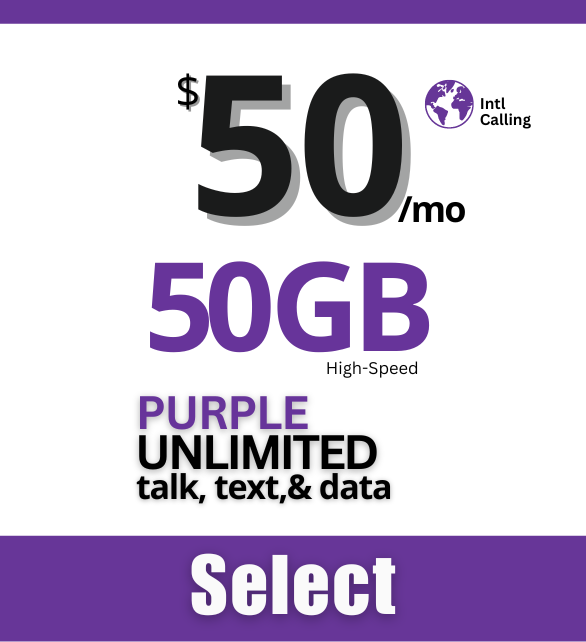 Unlimited talk, text and data with 50GB